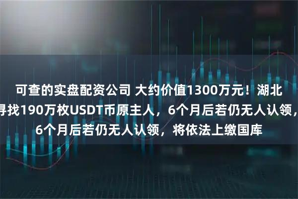 可查的实盘配资公司 大约价值1300万元！湖北一地公安公告：寻找190万枚USDT币原主人，6个月后若仍无人认领，将依法上缴国库